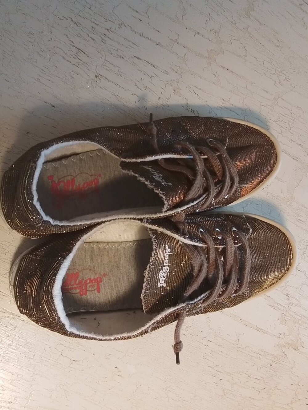 Gold JellyPop Comfort Fit Sneakers Glitter Sparkle 10M Bronze Step-In - Picture 5 of 8